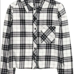 black and white checkered women/teen/girl flannel
